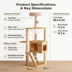 ValuTail™ Modern Wooden Cat Tree Tower with Acrylic Space Capsule