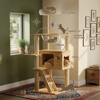 ValuTail™ Modern Wooden Cat Tree Tower with Acrylic Space Capsule