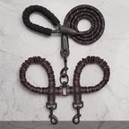 Heavy-Duty Reflective Dual Dog Leash Set – Tangle-Free Double Bungee Extension with Comfortable Padded Handle for 2 Dogs