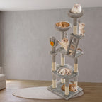 72.05" Multi-Level Cactus Cat Tree with Space Capsule Bubble Bed & Sisal Scratchers - Grey