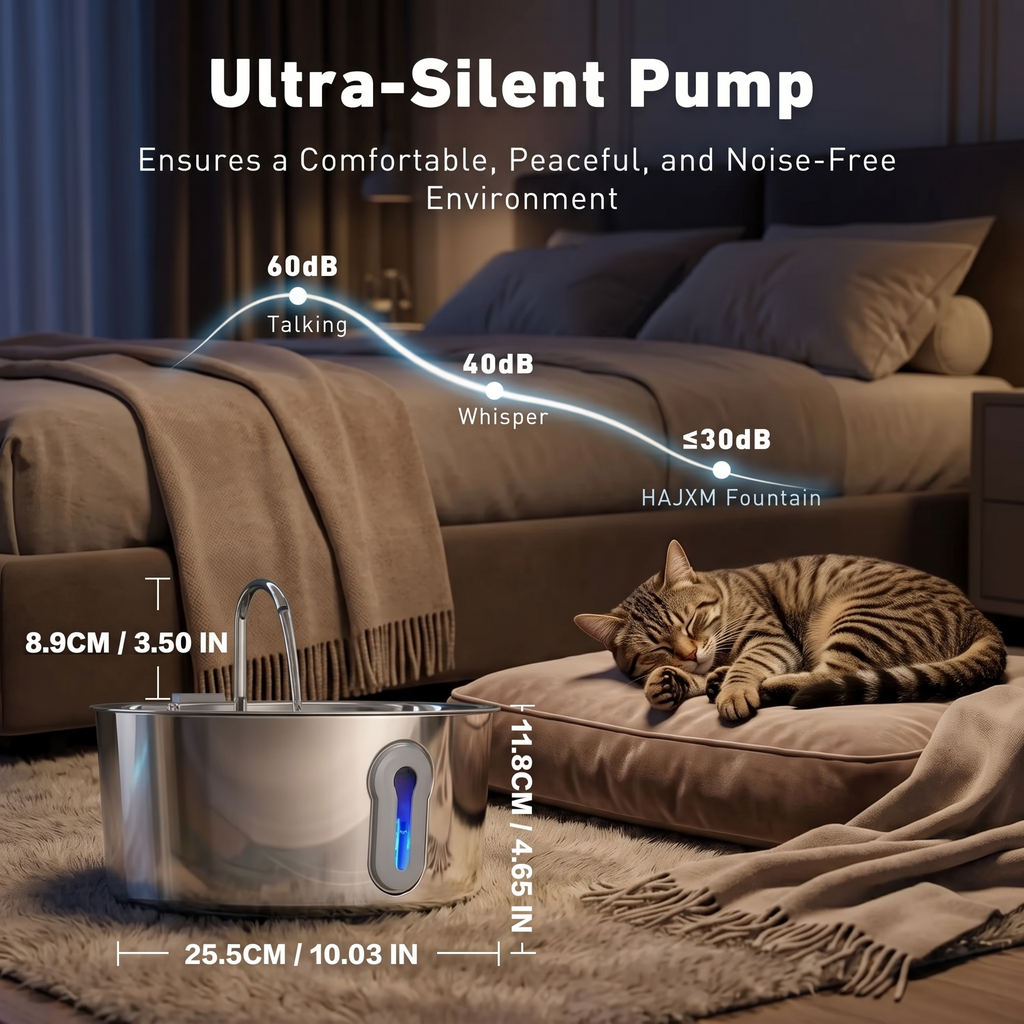 4.0L Stainless Steel Pet Water Fountain - Large Capacity Ultra-Quiet Cat & Dog Dispenser