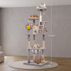 72.05" Multi-Level Cactus Cat Tree with Space Capsule Bubble Bed & Sisal Scratchers - Grey