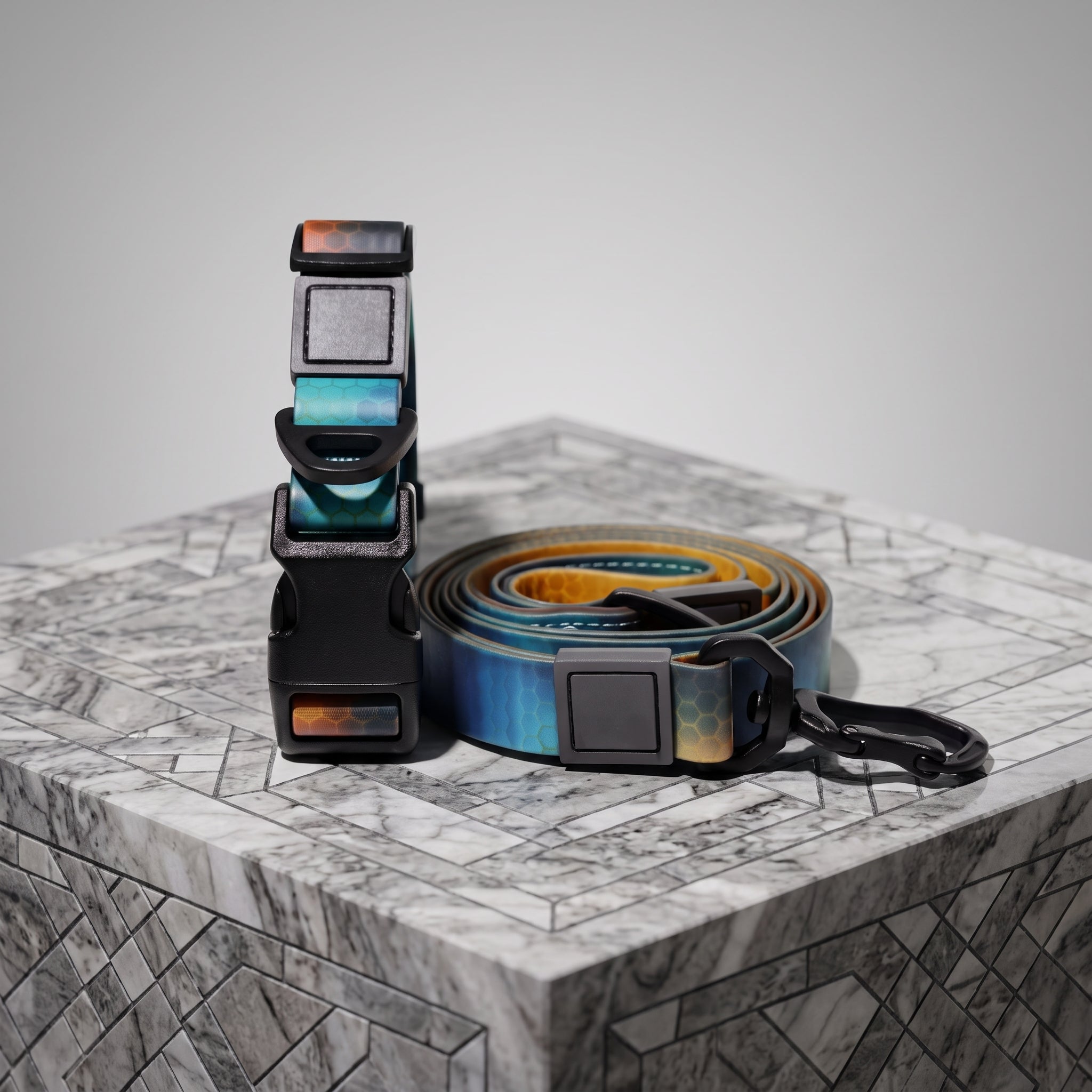 Fashionable Printed Dog Collar and Leash Set - Waterproof PVC Material, Adjustable & Durable - Suitable for Small, Medium, and Large Dogs