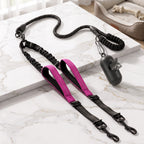Double Dog Leash No-Tangle, Reflective Heavy Duty Dual Dog Leash with Padded Handle & Bungee Shock Absorbing for Small, Medium, Large Dogs