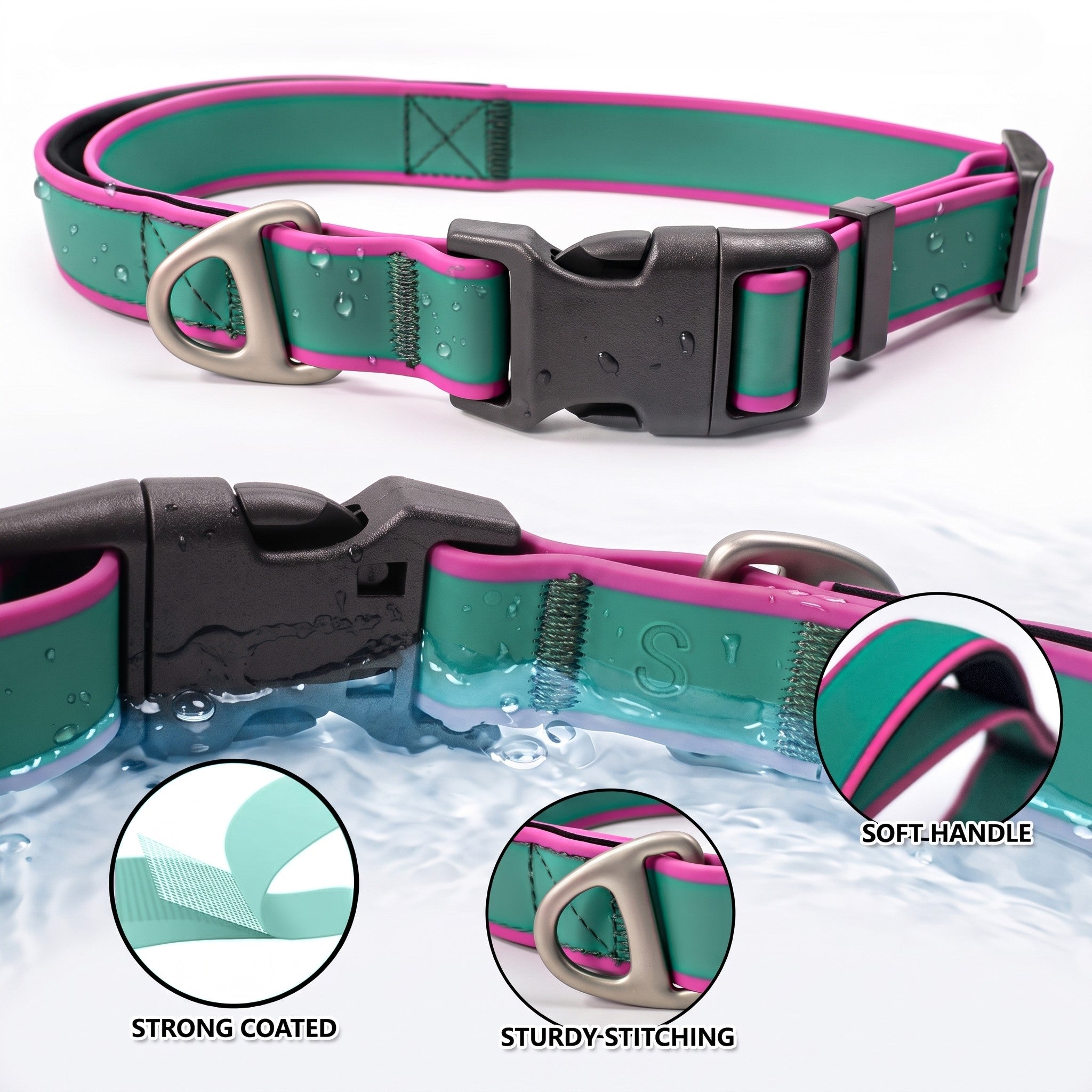 Waterproof Coated PVC Dog Collar with Integrated Control Handle