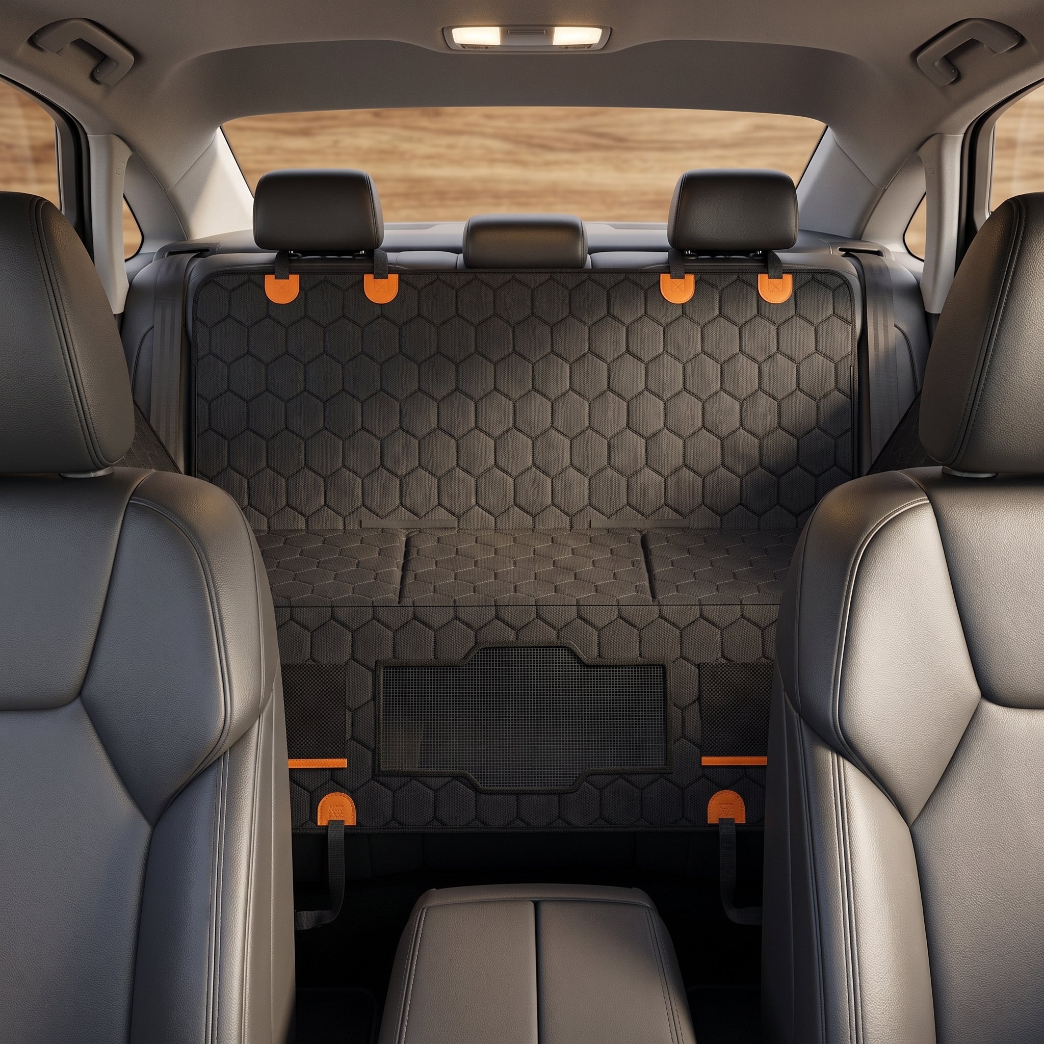 Heavy-Duty Waterproof 7-Layer Backseat Dog Cover with Honeycomb Support Board