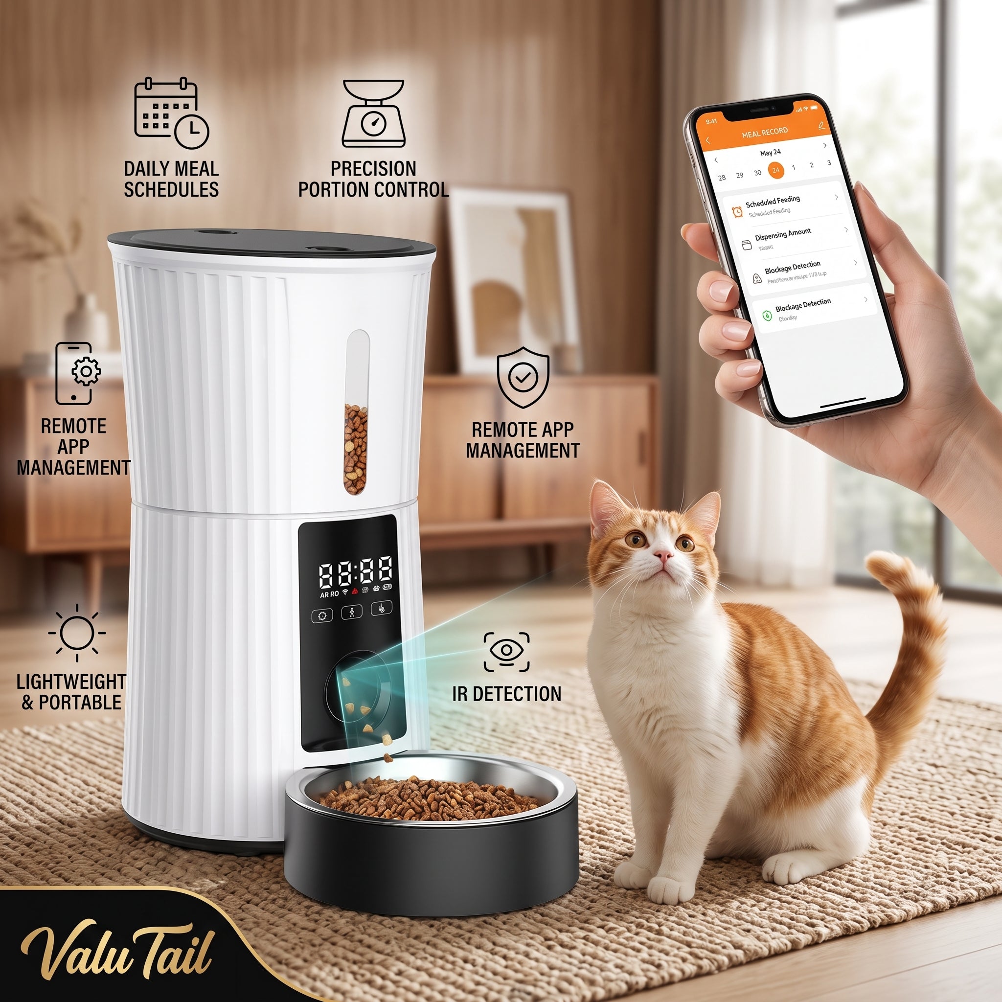 4L Smart Pet Feeder - Automatic Food Dispenser with LCD, APP, & Scheduled Feeding for Dogs and Cats