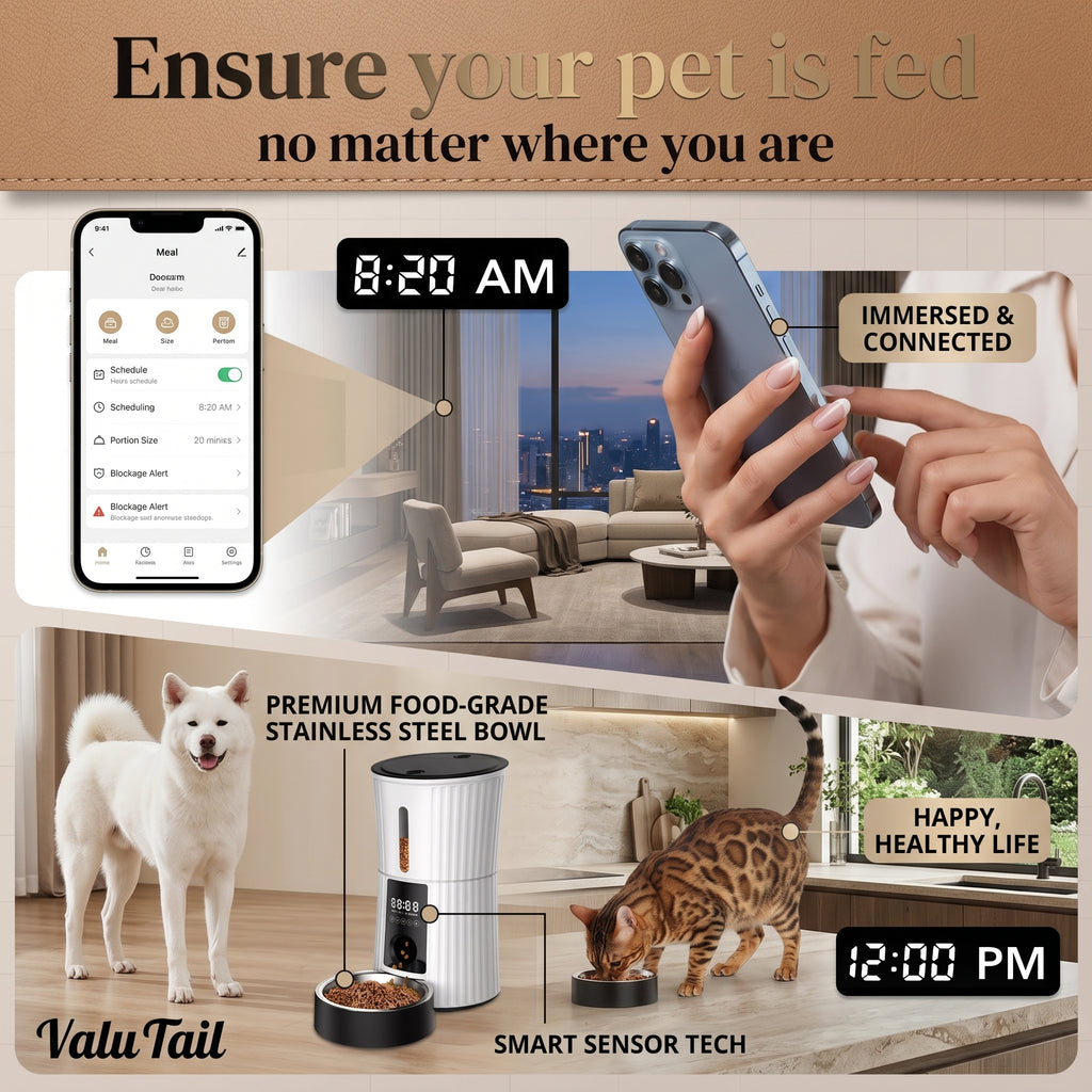 4L Smart Pet Feeder - Automatic Food Dispenser with LCD, APP, & Scheduled Feeding for Dogs and Cats