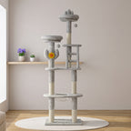 72.05" Multi-Level Cactus Cat Tree with Space Capsule Bubble Bed & Sisal Scratchers - Grey