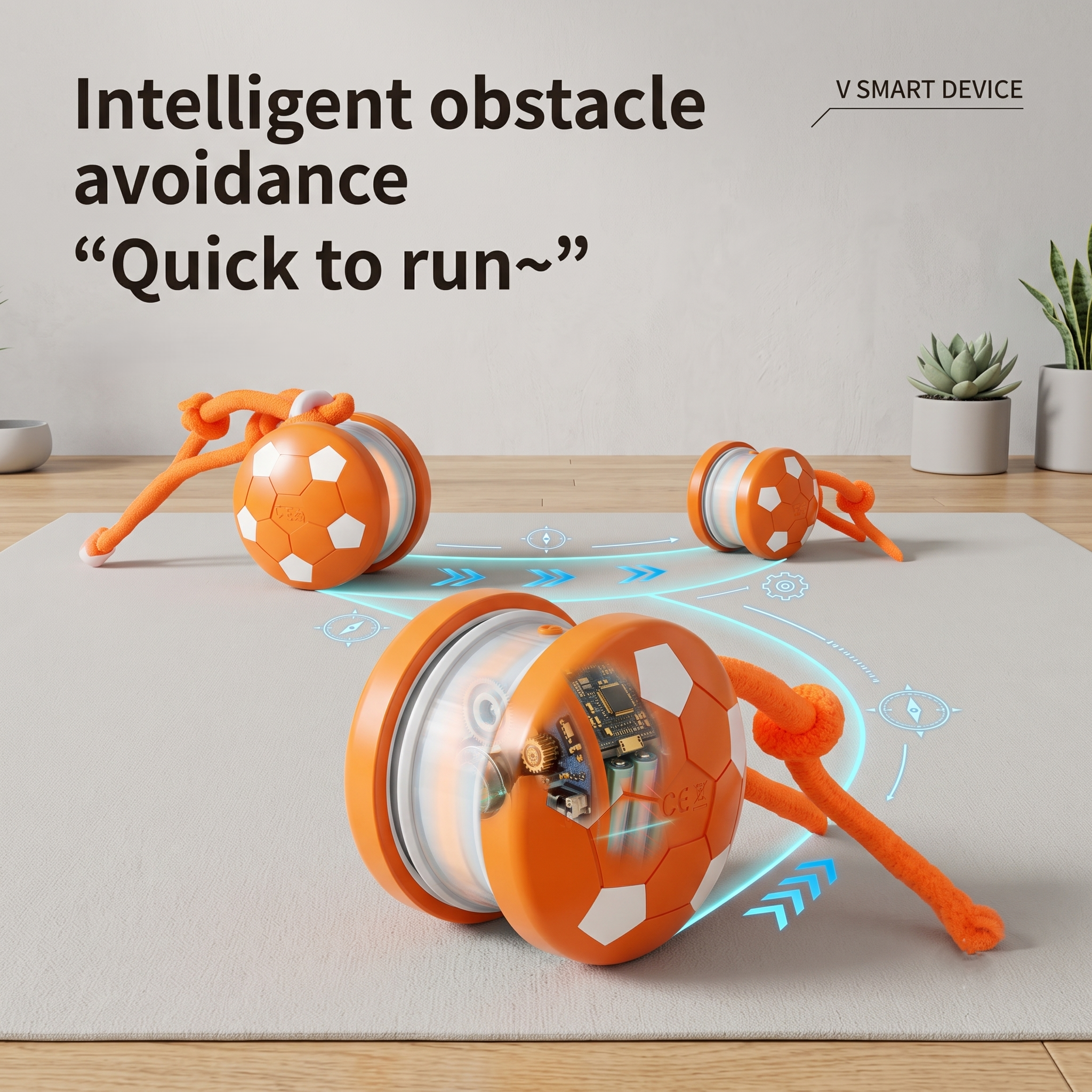 ValuTail™ Interactive Smart Soccer Pet Toy - Automatic Rolling & Tug-of-War Combo