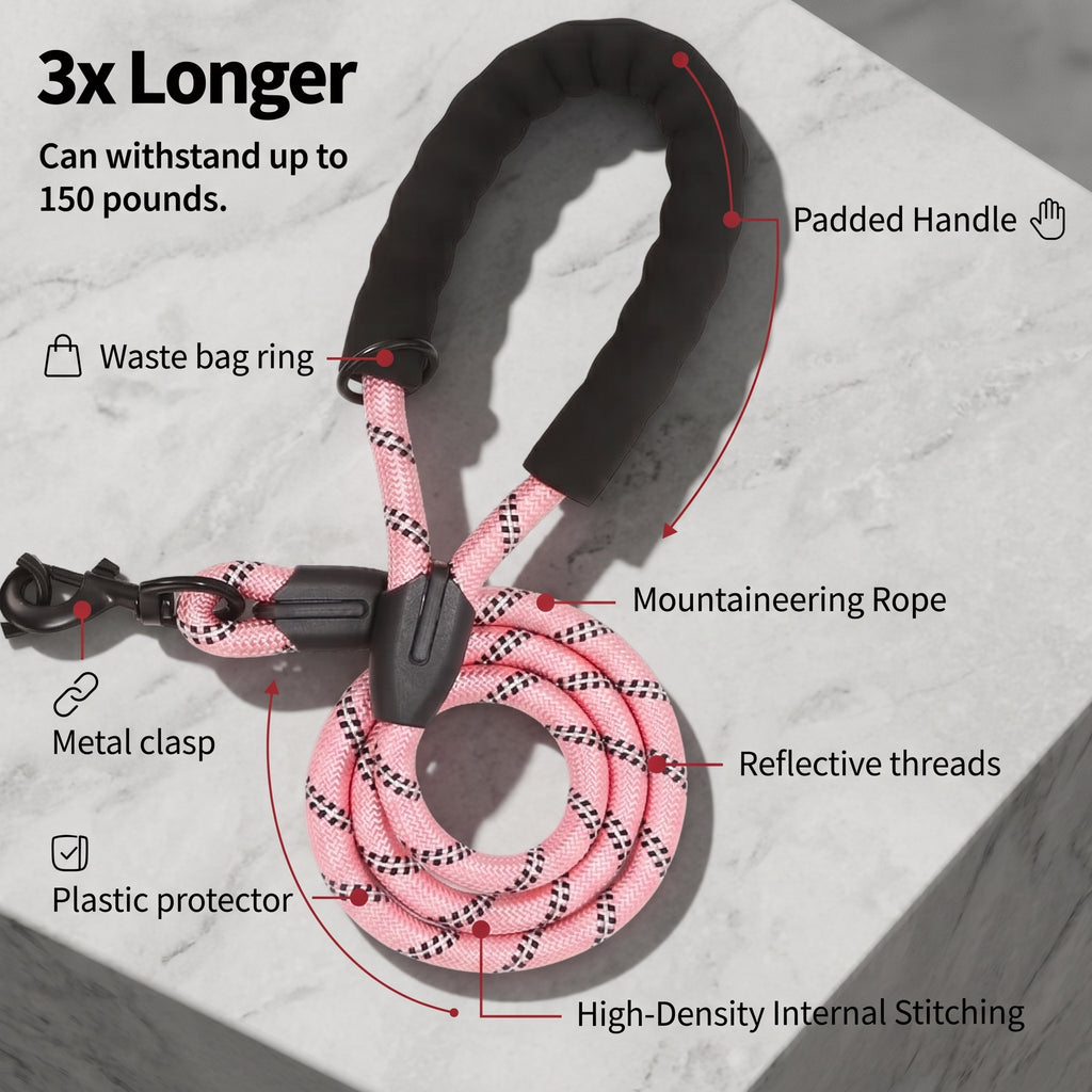 Heavy-Duty Reflective Dual Dog Leash Set – Tangle-Free Double Bungee Extension with Comfortable Padded Handle for 2 Dogs