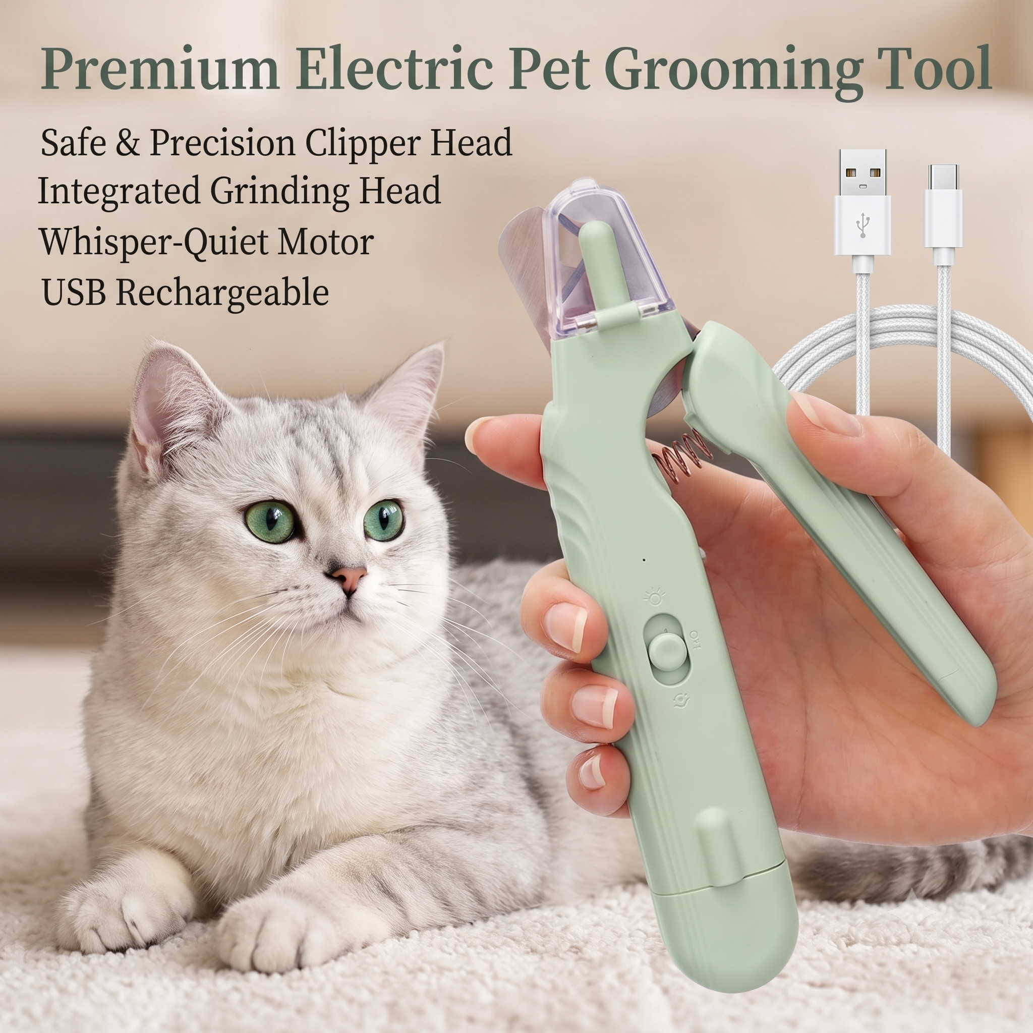 ValuTail™ 2-in-1 Pet Nail Trimmer & LED Grinder