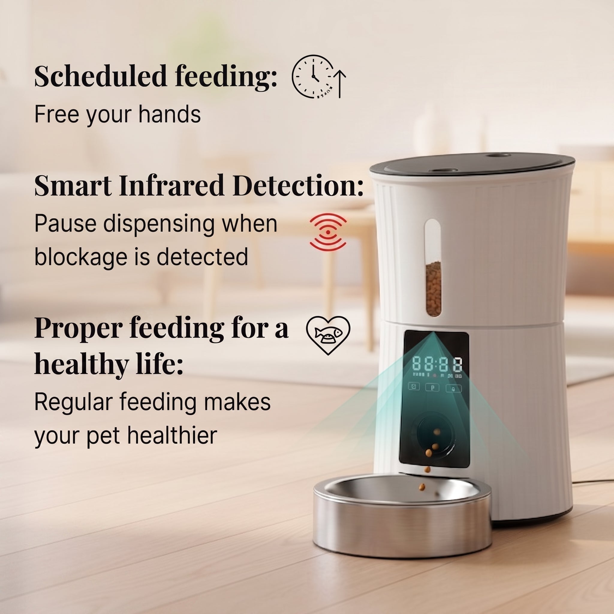 4L Smart Pet Feeder - Automatic Food Dispenser with LCD, APP, & Scheduled Feeding for Dogs and Cats