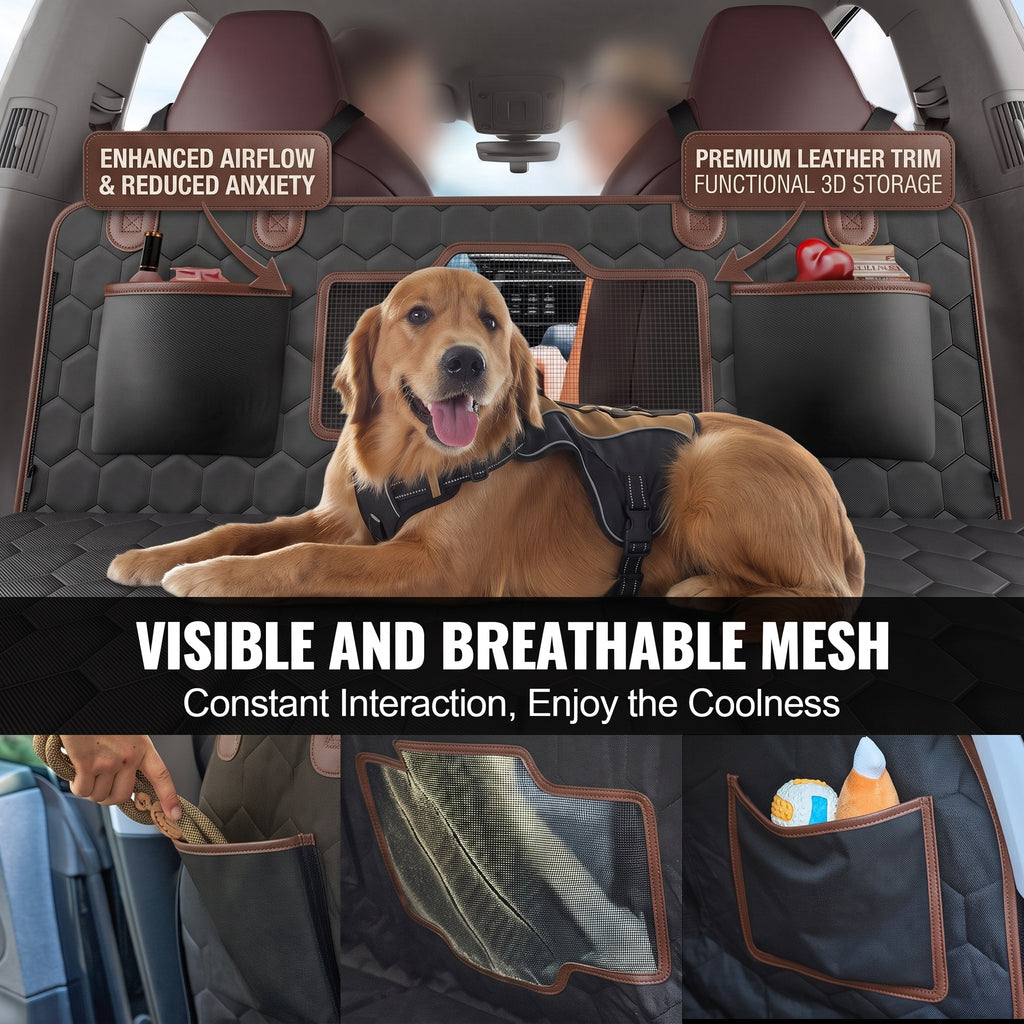 Heavy-Duty Waterproof 7-Layer Backseat Dog Cover with Honeycomb Support Board