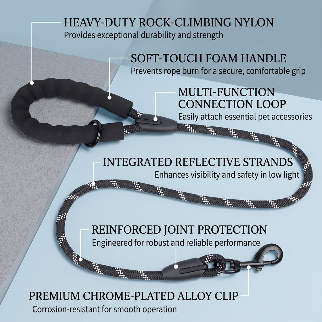 Double Dog Leash No-Tangle, Reflective Heavy Duty Dual Dog Leash with Padded Handle & Bungee Shock Absorbing for Small, Medium, Large Dogs