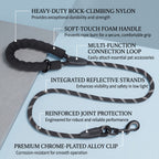 Double Dog Leash No-Tangle, Reflective Heavy Duty Dual Dog Leash with Padded Handle & Bungee Shock Absorbing for Small, Medium, Large Dogs
