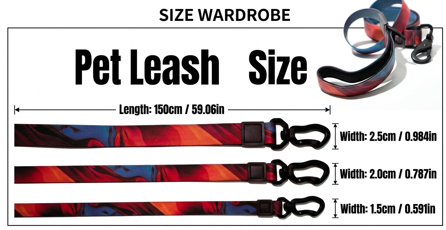 Fashionable Printed Dog Collar and Leash Set - Waterproof PVC Material, Adjustable & Durable - Suitable for Small, Medium, and Large Dogs