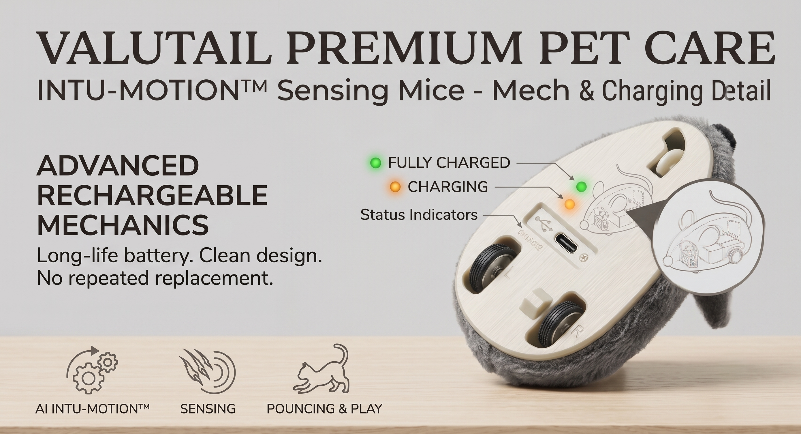 ValuTail™ AI Intu-Motion Sensing Smart Mouse Toy
