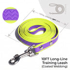 10 Feet Waterproof Long Dog Training Leash - PVC Coated, Odorproof & Tangle-Free Lead for All Dog Breeds