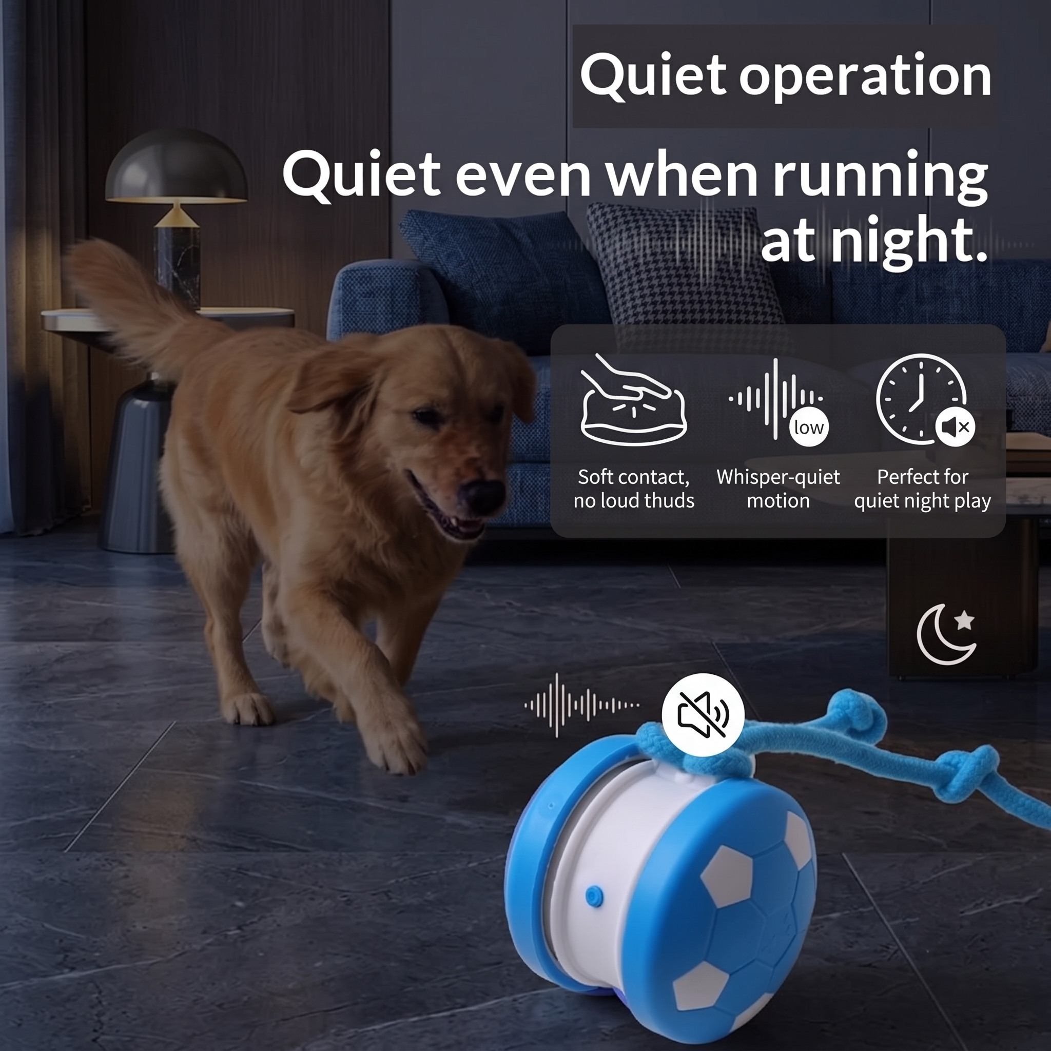 ValuTail™ Interactive Smart Soccer Pet Toy - Automatic Rolling & Tug-of-War Combo
