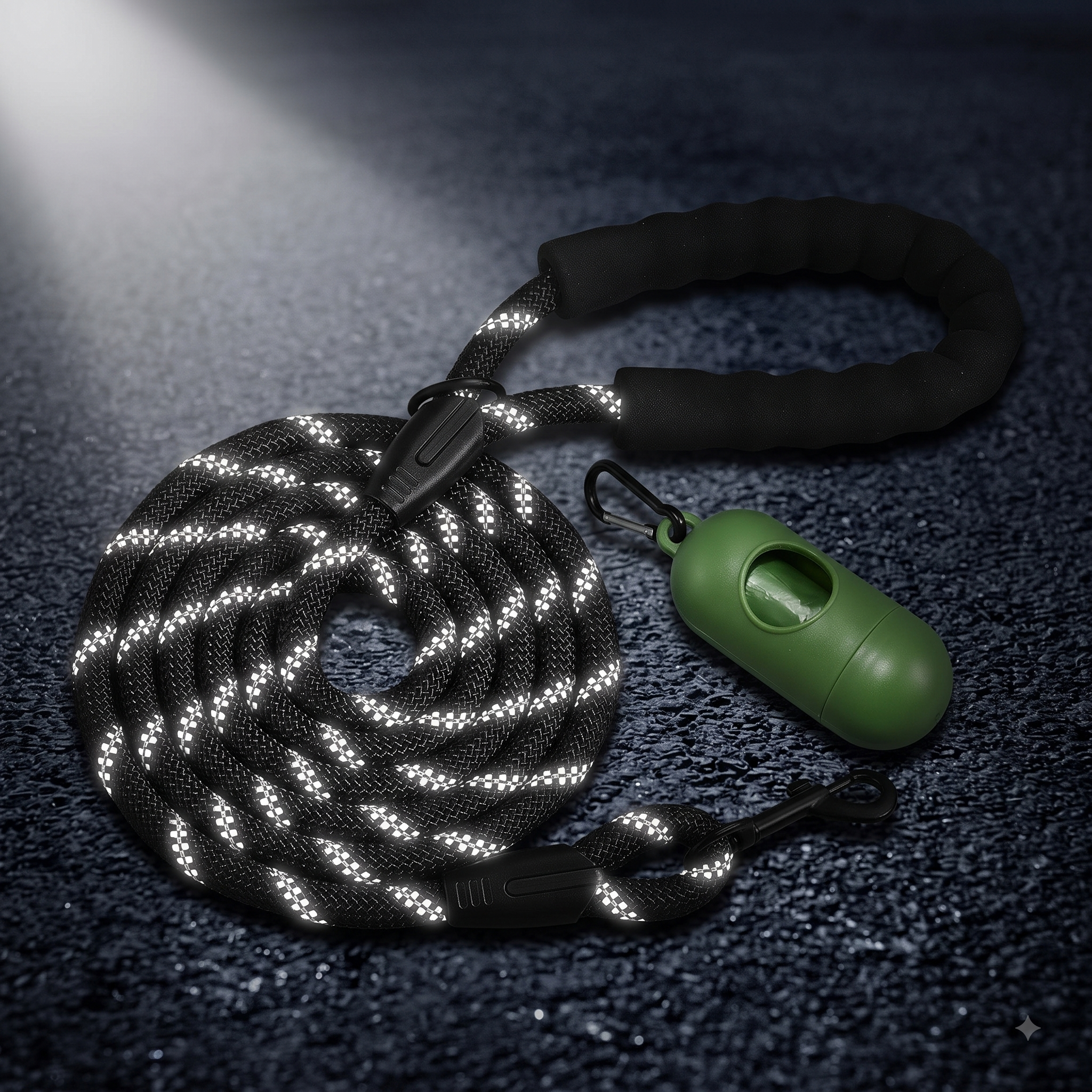 ValuTail™ 6 FT Heavy Duty Reflective Dog Leash with Padded Handle & Poop Bag Dispenser