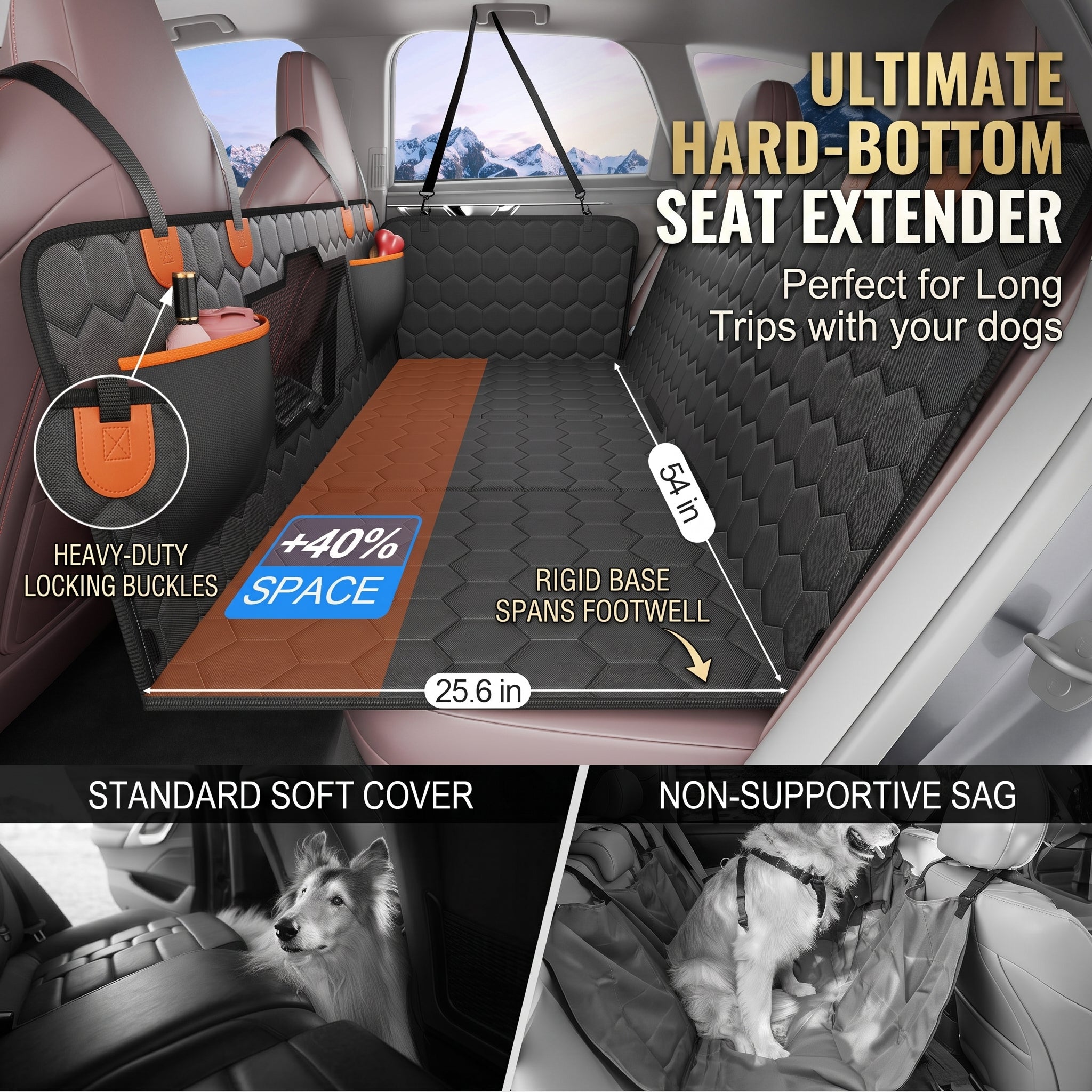 Heavy-Duty Waterproof 7-Layer Backseat Dog Cover with Honeycomb Support Board