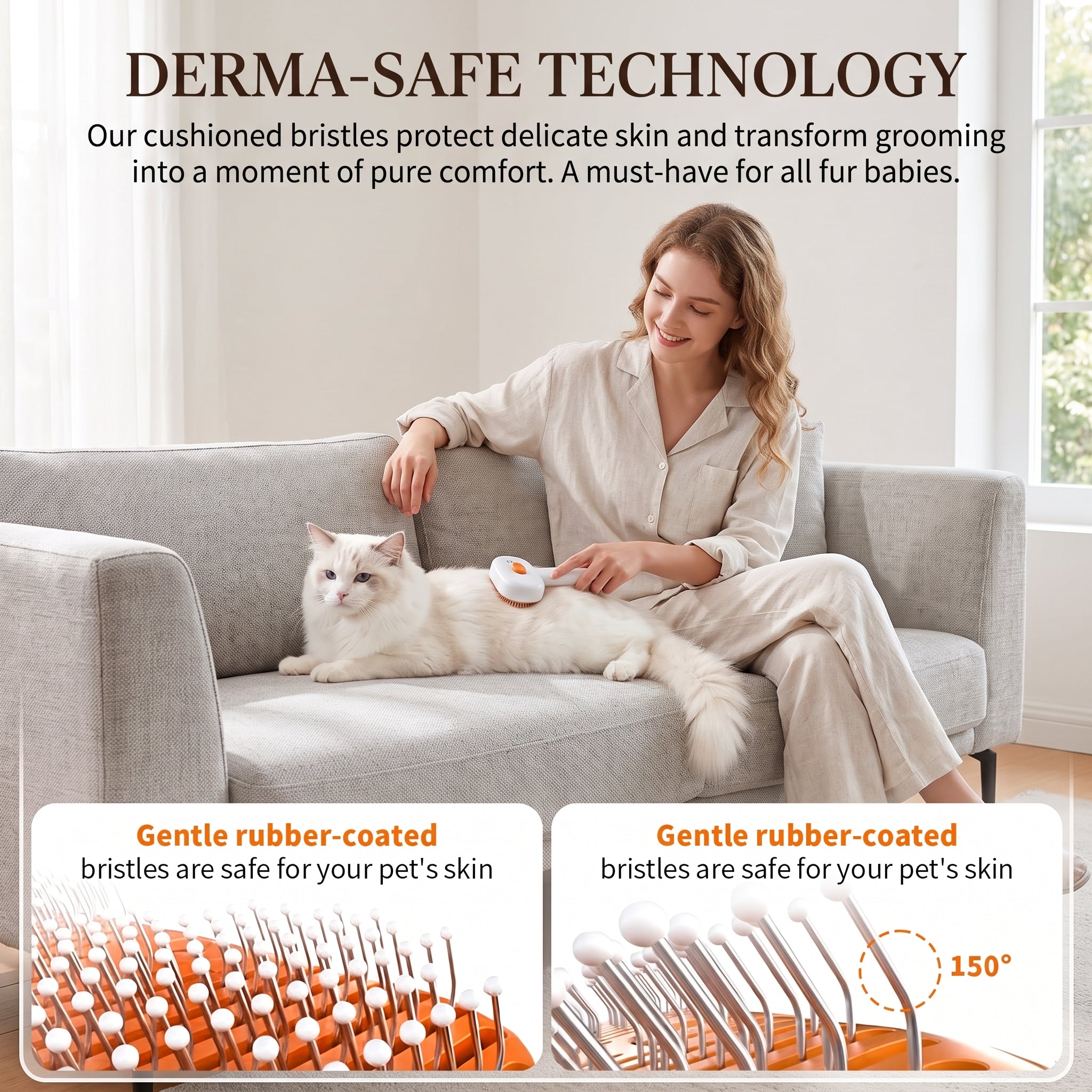 3-in-1 Electric Pet Steam Brush with UV Light - Rechargeable Spray Deshedding Grooming Comb for Dogs & Cats