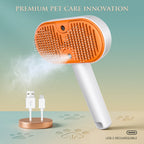 3-in-1 Electric Pet Steam Brush with UV Light - Rechargeable Spray Deshedding Grooming Comb for Dogs & Cats