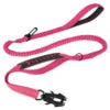 Premium Nylon 2-in-1 Reflective Khaki Tactical Design Car Leash with Shock-Absorbing Bungee, Dual Handles, and Frogtongue Buckle - For Medium to Large Dogs
